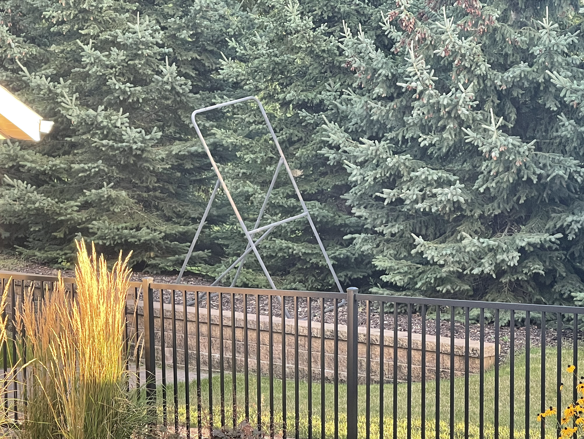 Broken Lacrosse Rebounder in Backyard
